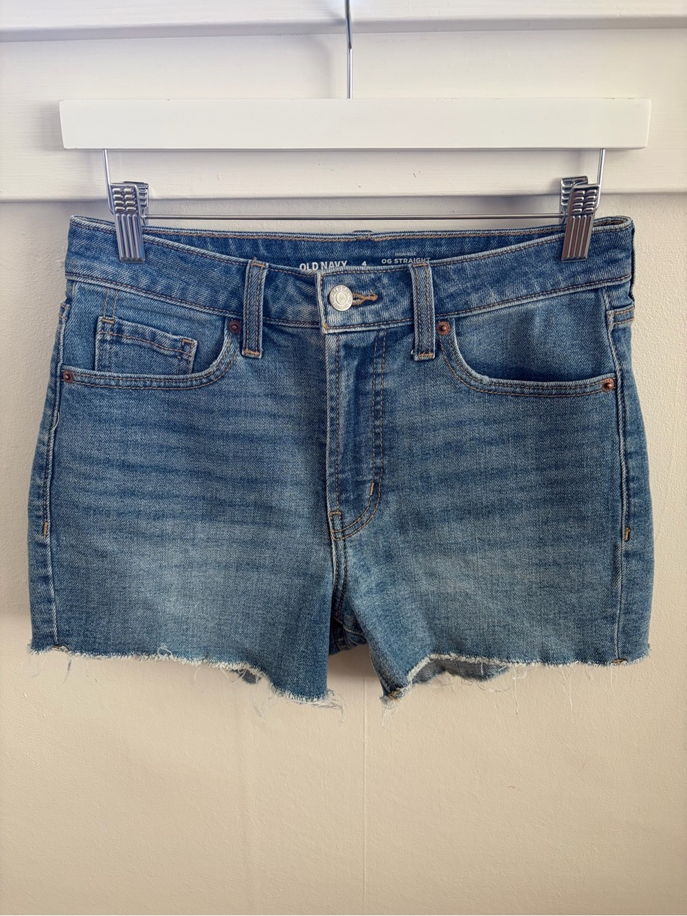 Old Navy high rise OG straight blue denim shorts size 4 #highrise #straight